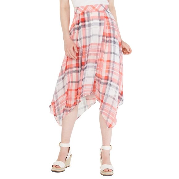 Tommy Hilfiger Plaid Handkerchief-Hem Skirt - Picture 3 of 3